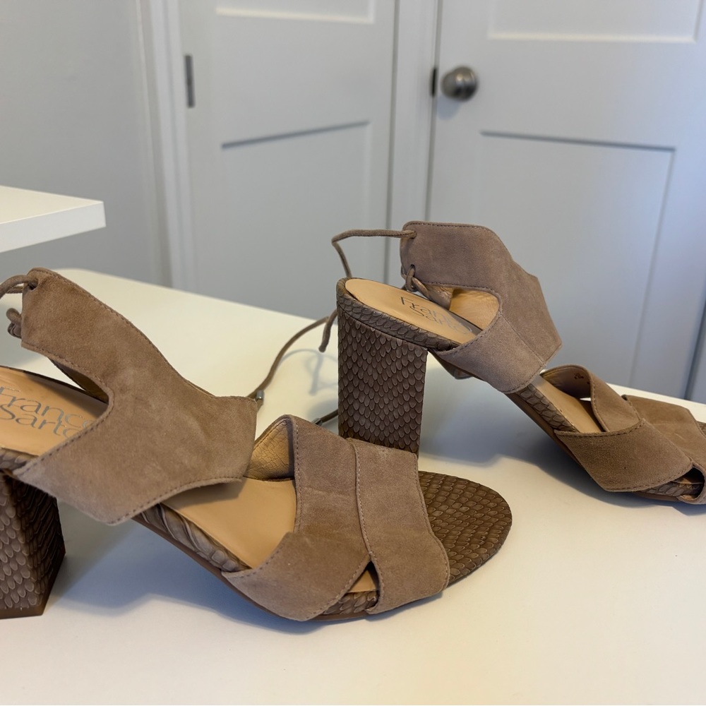 Franco Sarto Brown Block Heel Sandals